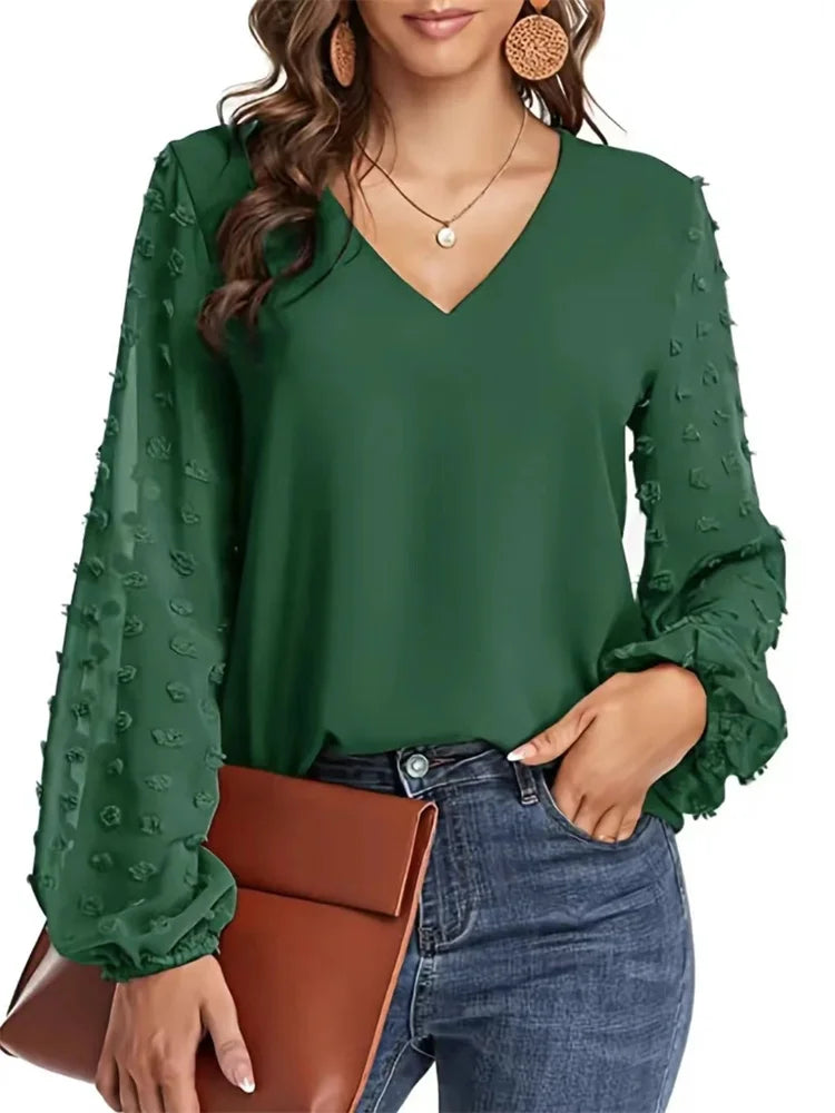 Blusa de Manga Larga Acampanada para Mujer