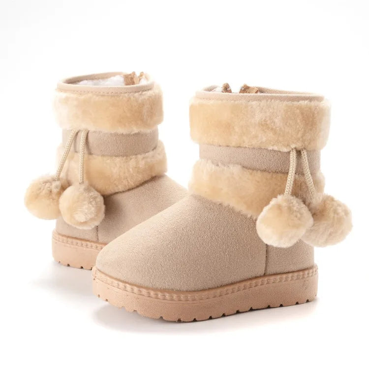 Nuevas botas de nieve para niñas, botas de invierno cómodas y gruesas y cálidas para niños, botas gruesas de otoño para niños, zapatos de princesa