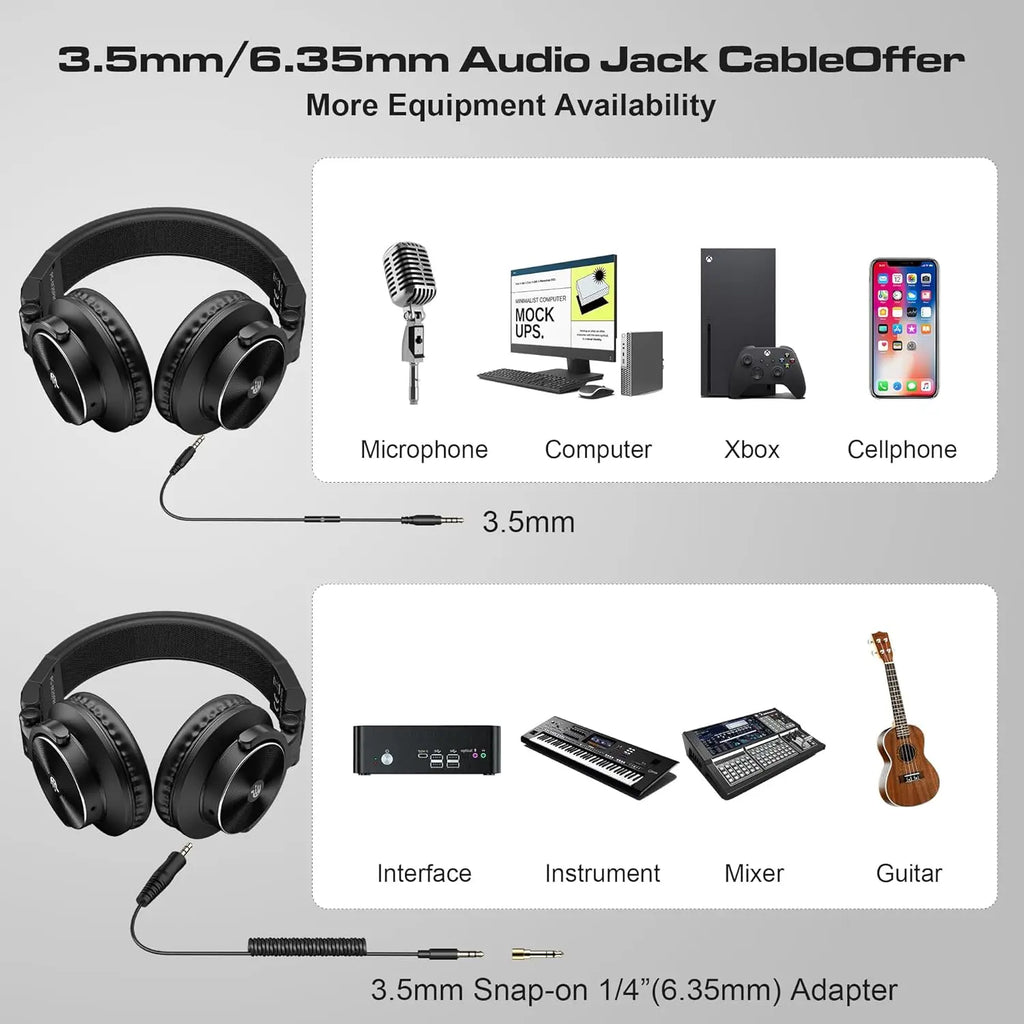 Auriculares de estudio DJ auriculares profesionales 40kHz estéreo de alta resolución 3,5mm/6,35mm conector de Audio grabación con cable auriculares Monitor de Audio