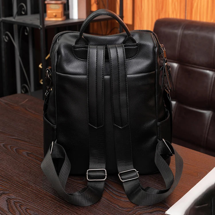 Mochila de mujer suave de estilo retro de gran capacidad, bolso de hombro convertible, perfecto para desplazamientos y viajes