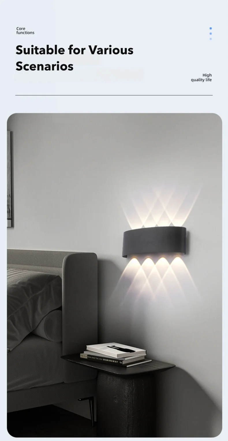 Lámpara de Pared LED Exterior IP65 Impermeable Moderna para Hogar