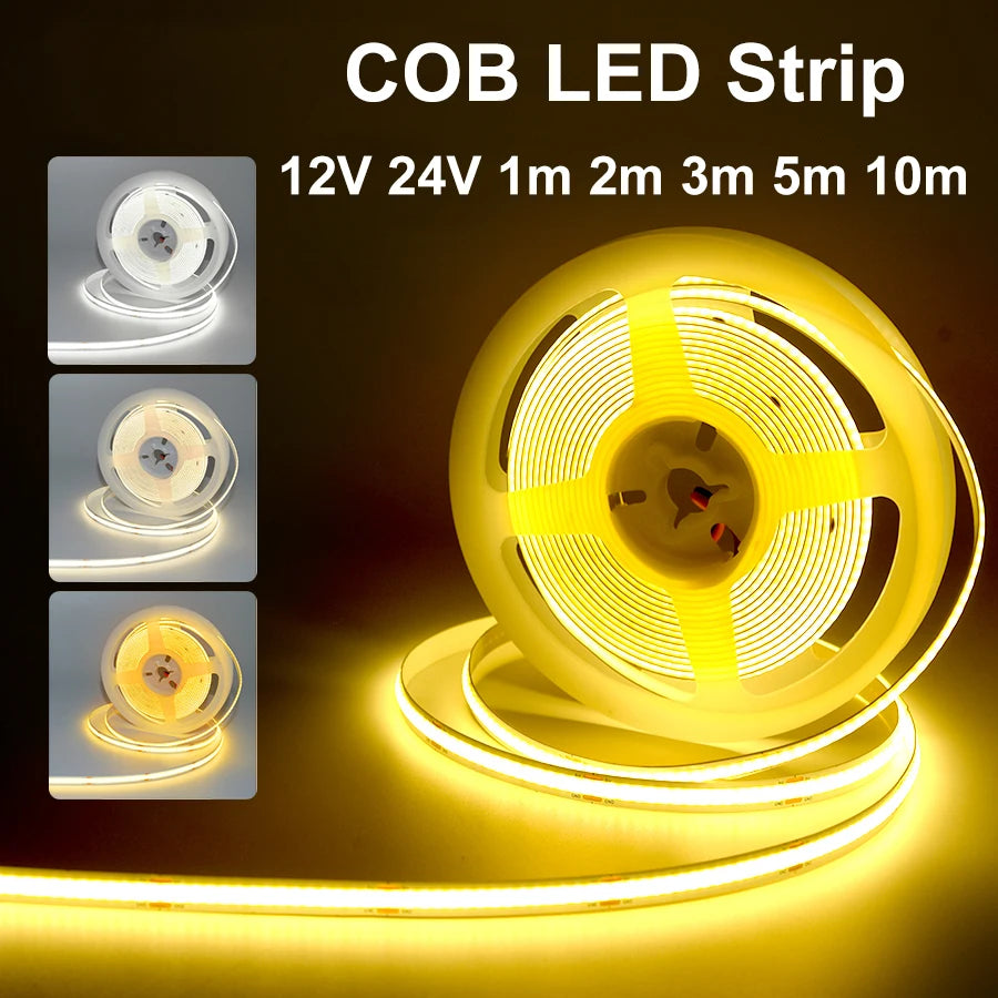 Tira LED COB Flexible de Alta Densidad para Decoración