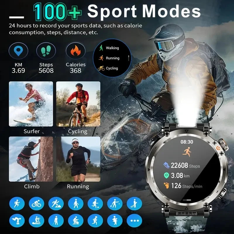 Reloj Inteligente Deportivo Brújula Linterna 600mAh