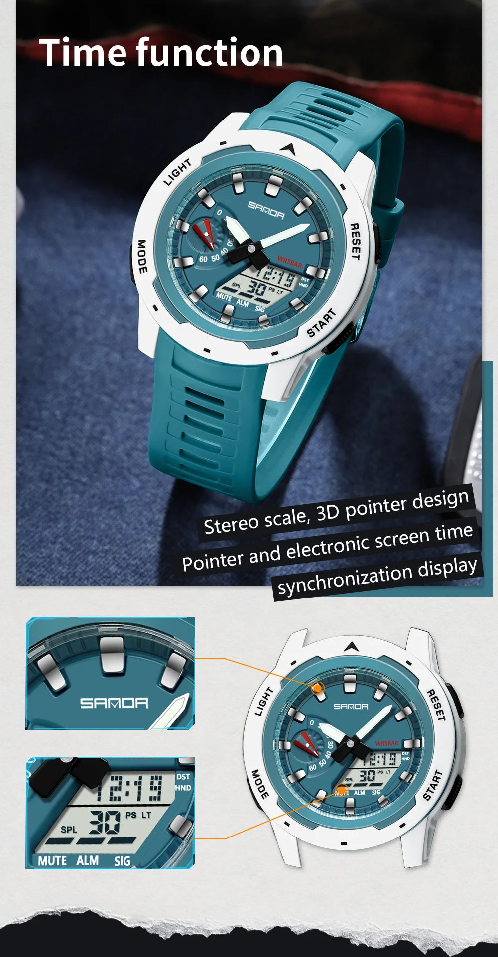 Reloj Deportivo SANDA LED Doble Pantalla para Hombre