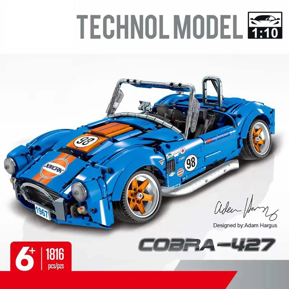 1816 Piezas de Bloques de Construcción Técnicos del Coche de Carreras Shelby 260 Cobra CSX2000, Ladrillos de Coche Bajo el Suelo, Juguetes para Niños, Regalos para Niños