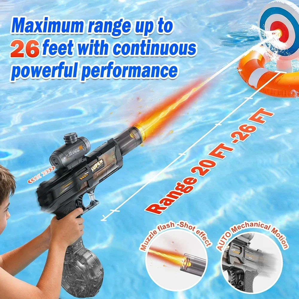 Pistola de Agua Eléctrica con Luz y Chorro de Llama para Verano