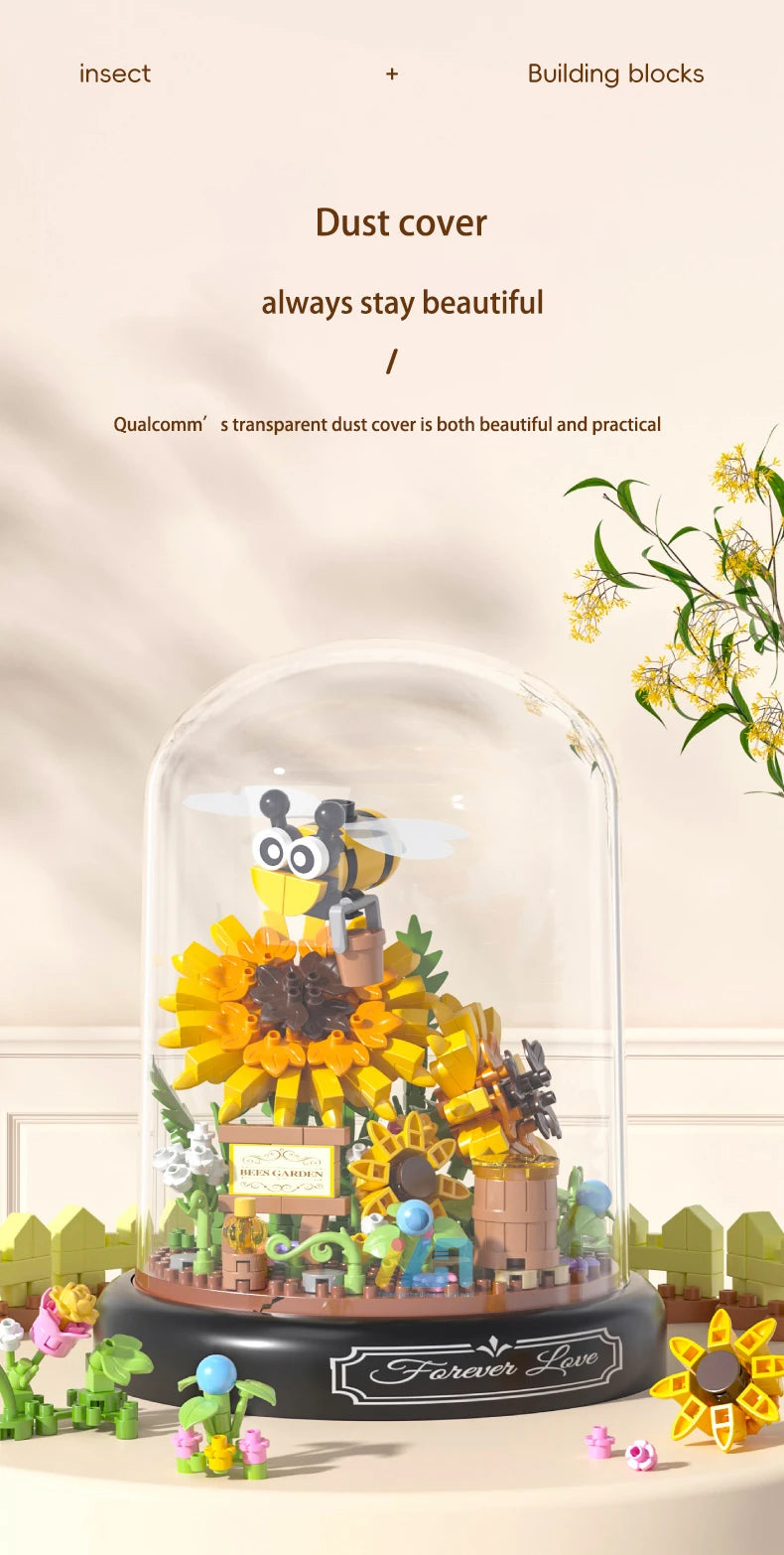 Bloques de Construcción de Flores e Insectos DIY con Cubierta