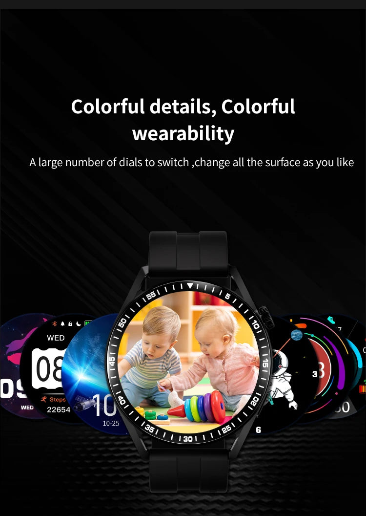Nuevo reloj inteligente deportivo GPS a la moda para hombre, pantalla AMOLED de 1,85 ", frecuencia cardíaca, presión arterial, salud, reloj inteligente para IOS y Android