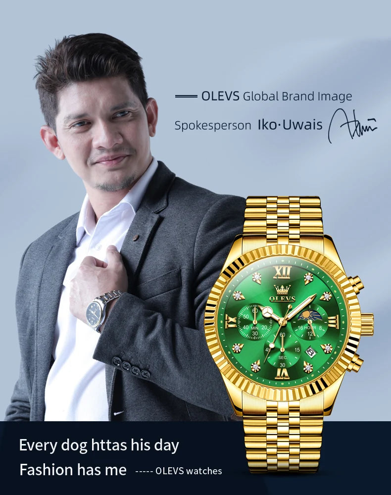 Reloj de Cuarzo OLEVS 2932 para Hombre con Cronógrafo y Diamantes