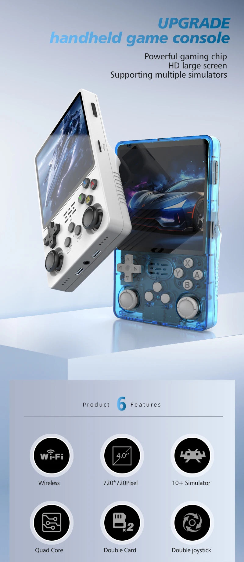 Consola de Juegos Retro R36S Plus, Pantalla IPS 4.0 Pulgadas, 64G o 128G