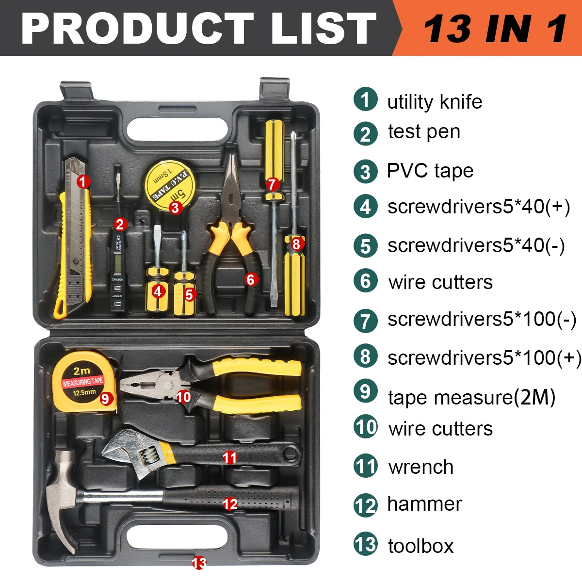 Kit de Herramientas Manuales con Caja de Almacenamiento