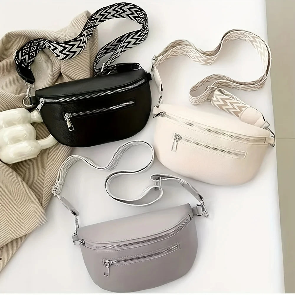 Riñonera de Cuero Suave para Mujer Bolso Pecho Cruzado Moda