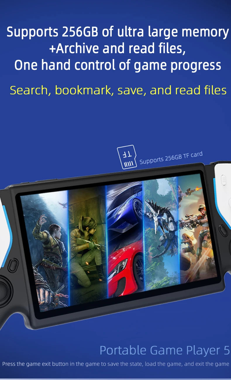 Consola de juegos portátil HD de 7 pulgadas, más de 15000 juegos integrados, más de 20 idiomas, batería de larga duración, regalos de juegos