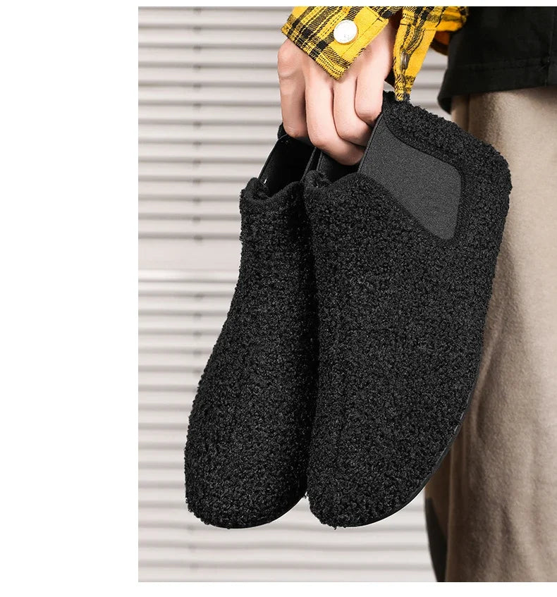 YRZL, zapatos cálidos de algodón para invierno, zapatillas de interior para el hogar para hombre, zapatos informales de algodón de felpa con parte inferior fina, zapatillas antideslizantes de suela suave para hombre