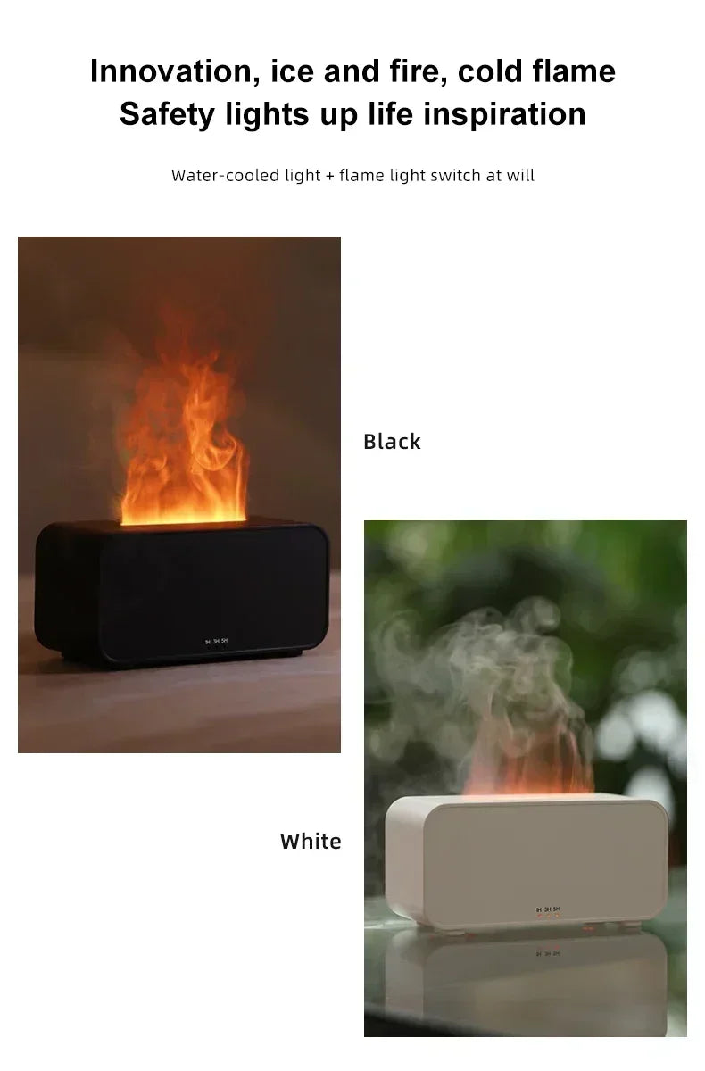Humidificador Difusor de Aromas, Aceites Esenciales, Mini Humidificador con Llama Automática, Difusor de Fragancias para el Hogar con Luz LED