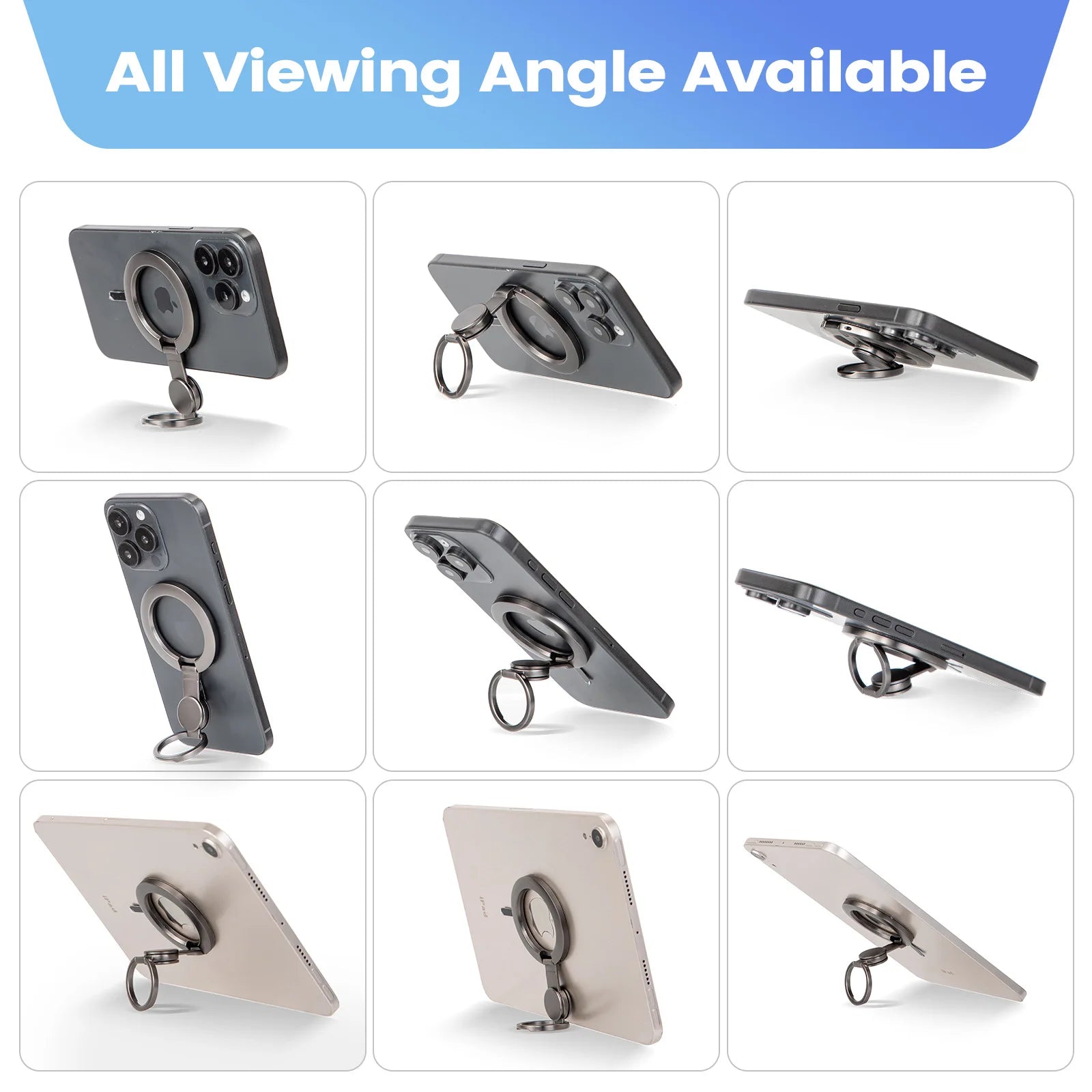 Spinner Antiestrés Plegable y Soporte Magnético para Teléfono con Anillo para Dedos, Compatible con Magsafe iPhone 17 16 15 14 13 12 Pro Max