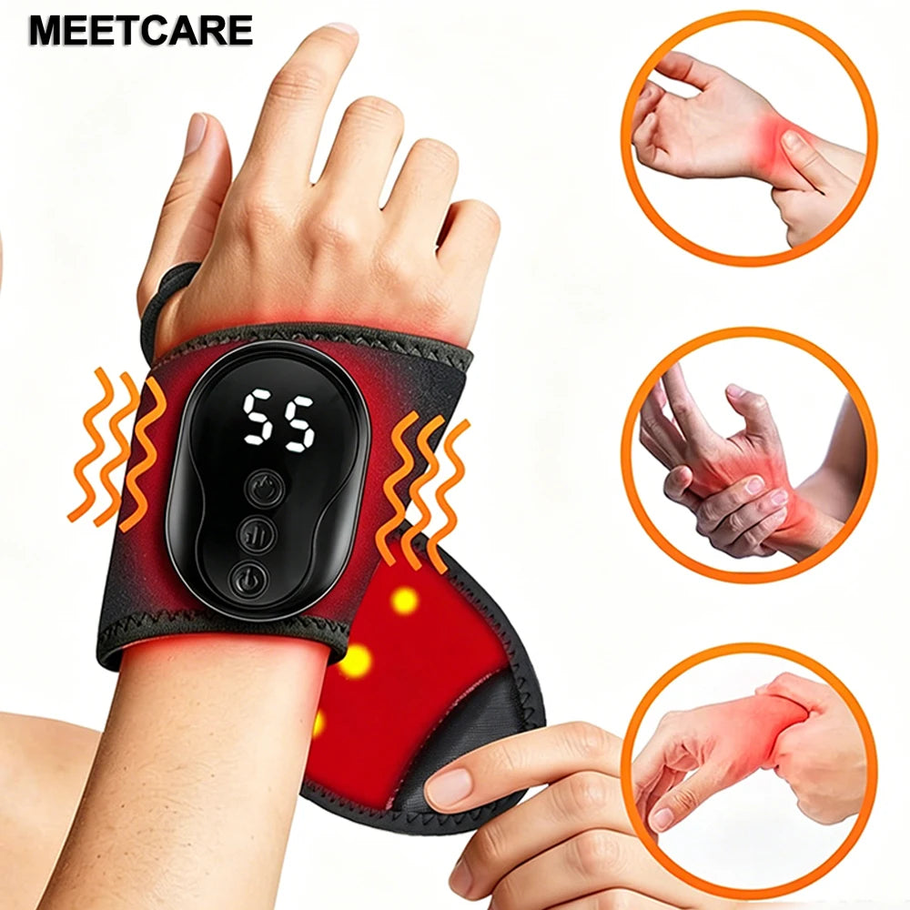 Masajeador de manos y muñecas con calefacción eléctrica, compresa caliente con vibración, protector de muñeca, pulsera inalámbrica para relajación muscular