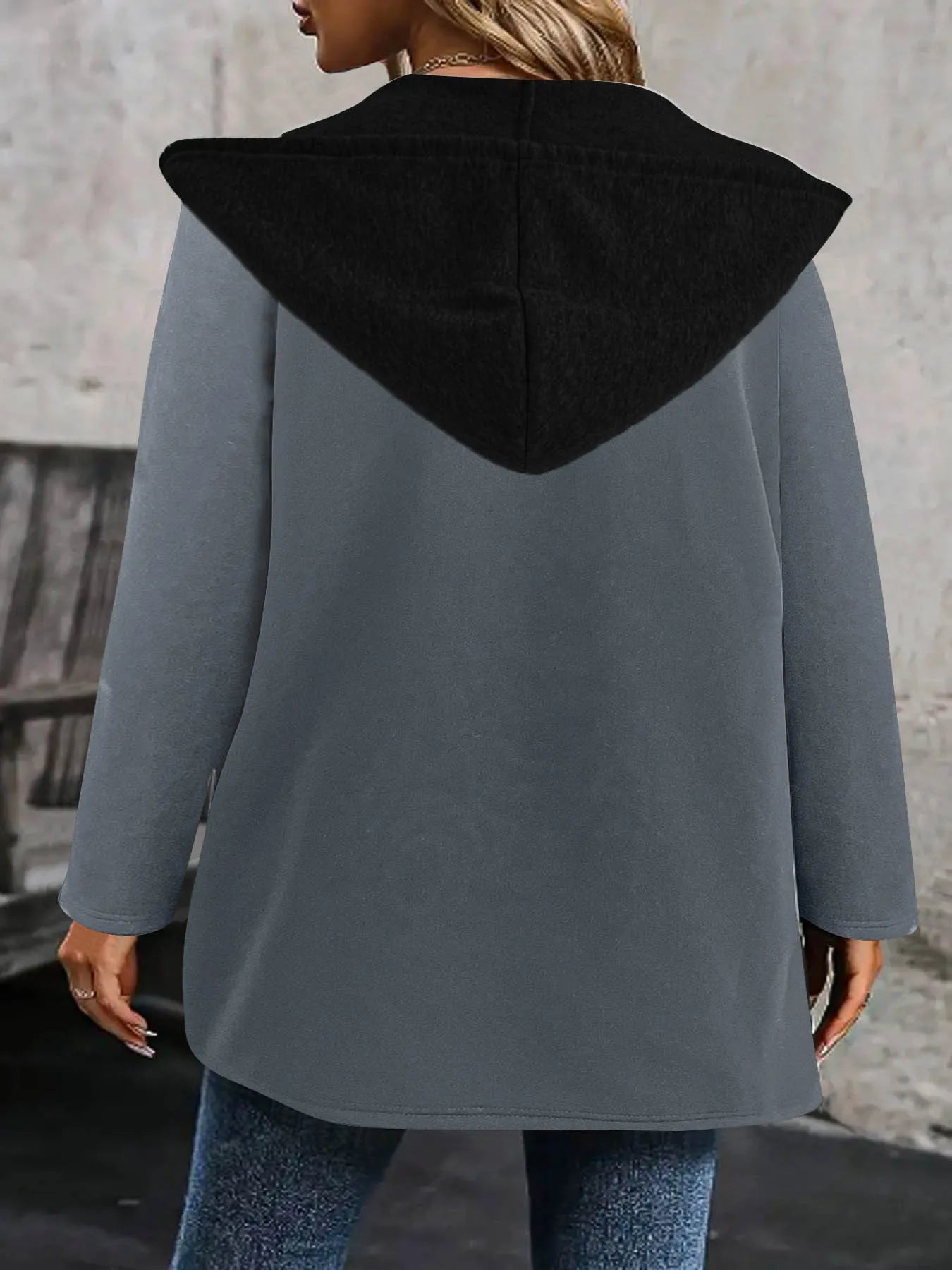 Otoño e Invierno nueva mujer casual moda patchwork color a juego cardigan sudadera con capucha