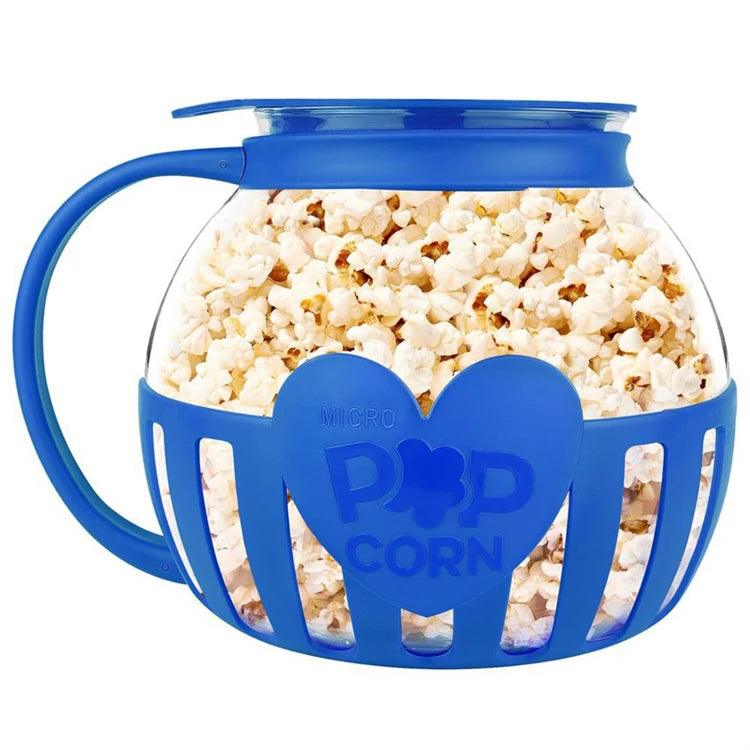 LMETJMA - Palomitero de Vidrio para Microondas de 2.25QT, Resistente a Altas Temperaturas, con Tapa de Silicona, Apto para Lavavajillas