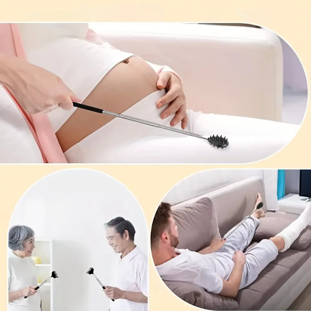 Rascador de espalda extensible con forma de cactus, resistente, longitud ajustable, para usar con una sola mano, para cama, sofá, coche, viajes    PVC Resistente