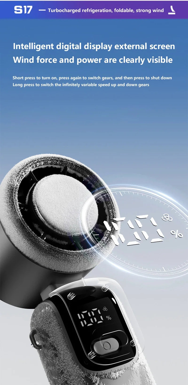 Ventilador Portátil con Enfriamiento por Hielo y 120 Velocidades