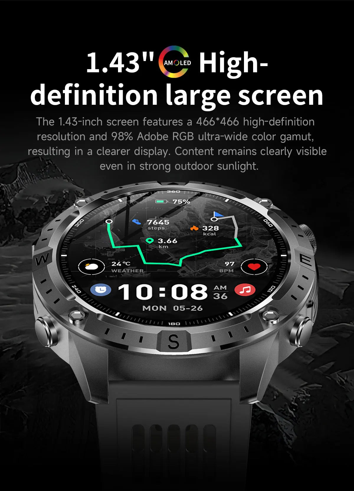 Reloj Inteligente Deportivo con GPS, Mapa Offline y Pantalla AMOLED