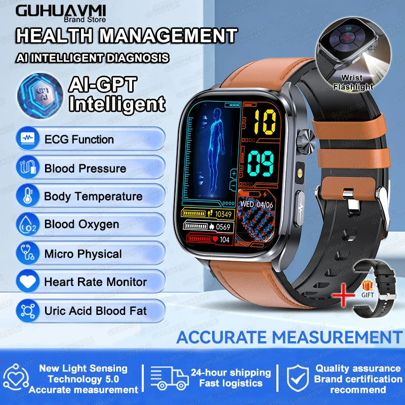 Reloj Inteligente con IA, ECG Preciso, Análisis de Lípidos y Ácido Úrico