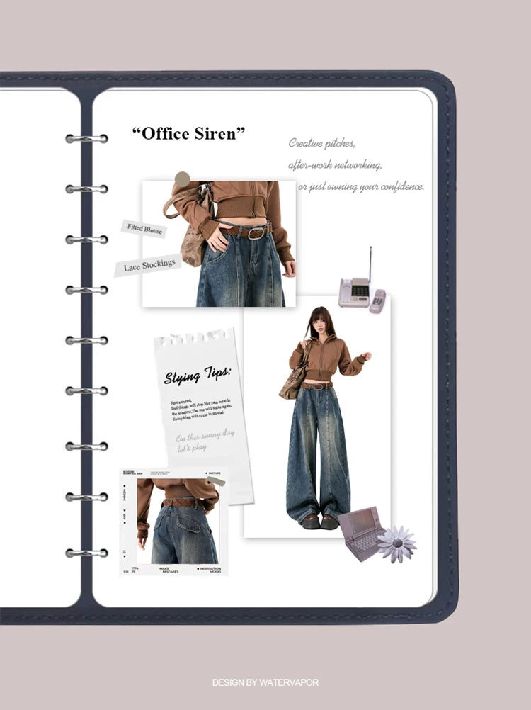 Pantalones Vaqueros Holgados Retro para Mujer, Corte Recto con Forro de Felpa