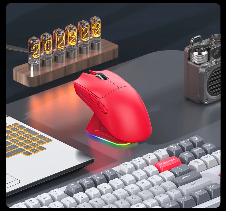 Ratón inalámbrico Attack Shark X11, ratón multimodo Bluetooth/2,4G/con cable, ratón para juegos con base de carga magnética RGB PAW3311