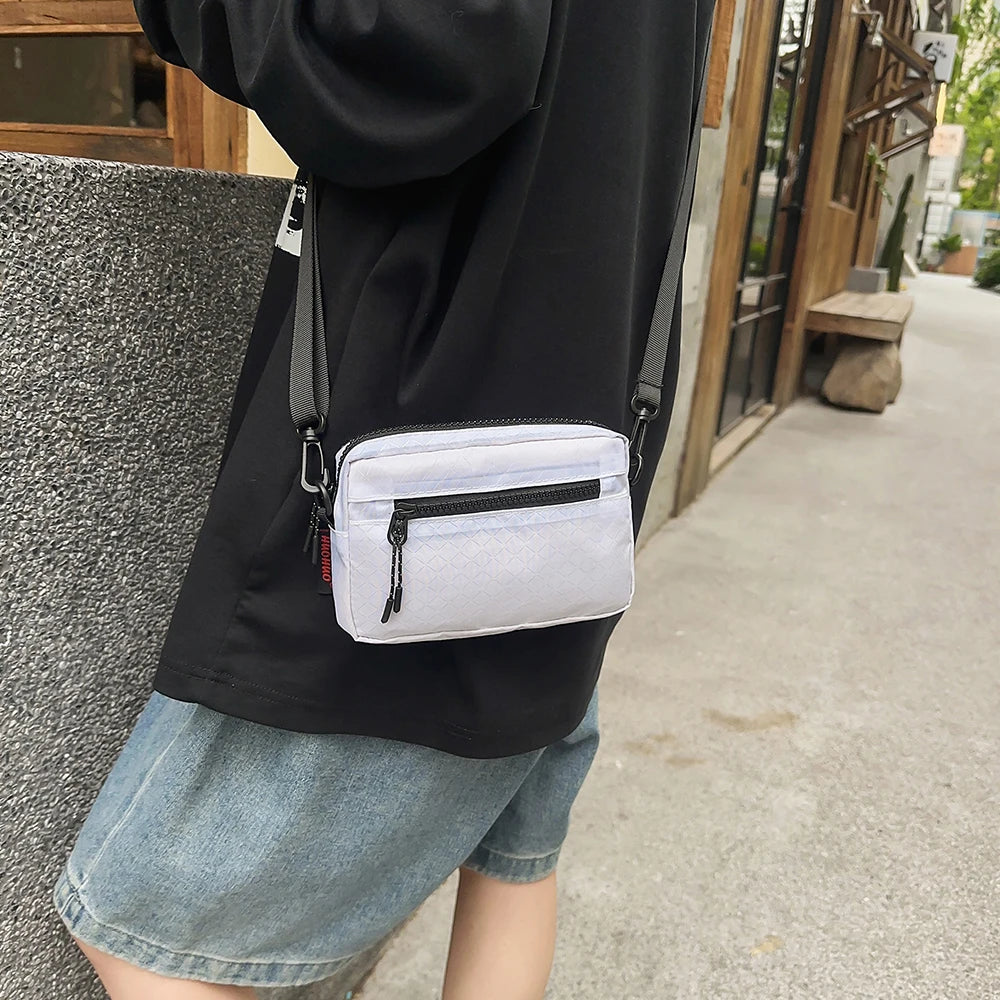 Bolso Bandolera de Nailon a Cuadros, Unisex