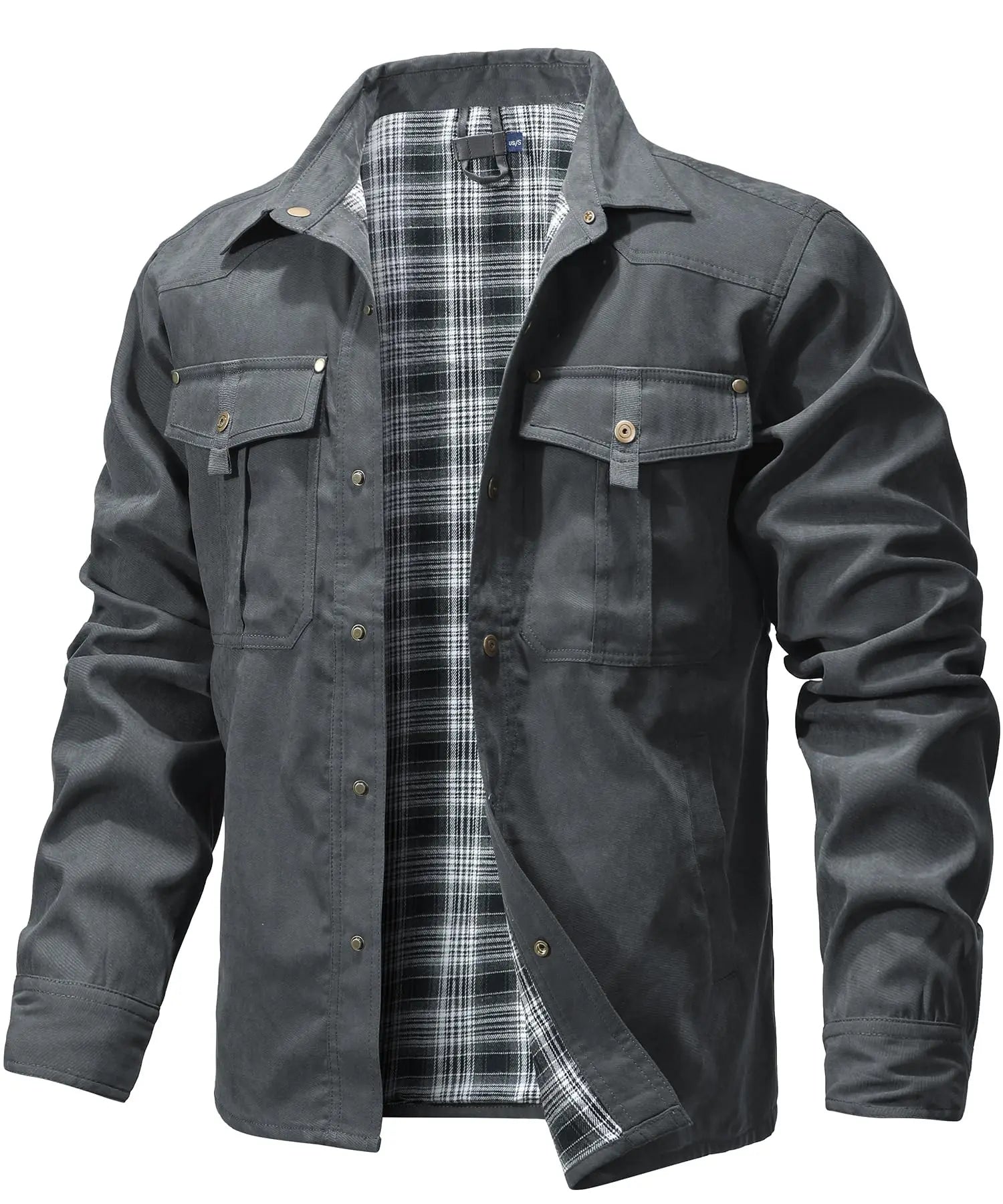 Chaquetas para hombre, camisa forrada de franela de primavera, abrigo, sudadera informal con botones a presión, estilo vaquero occidental, Top de alta calidad, talla estadounidense
