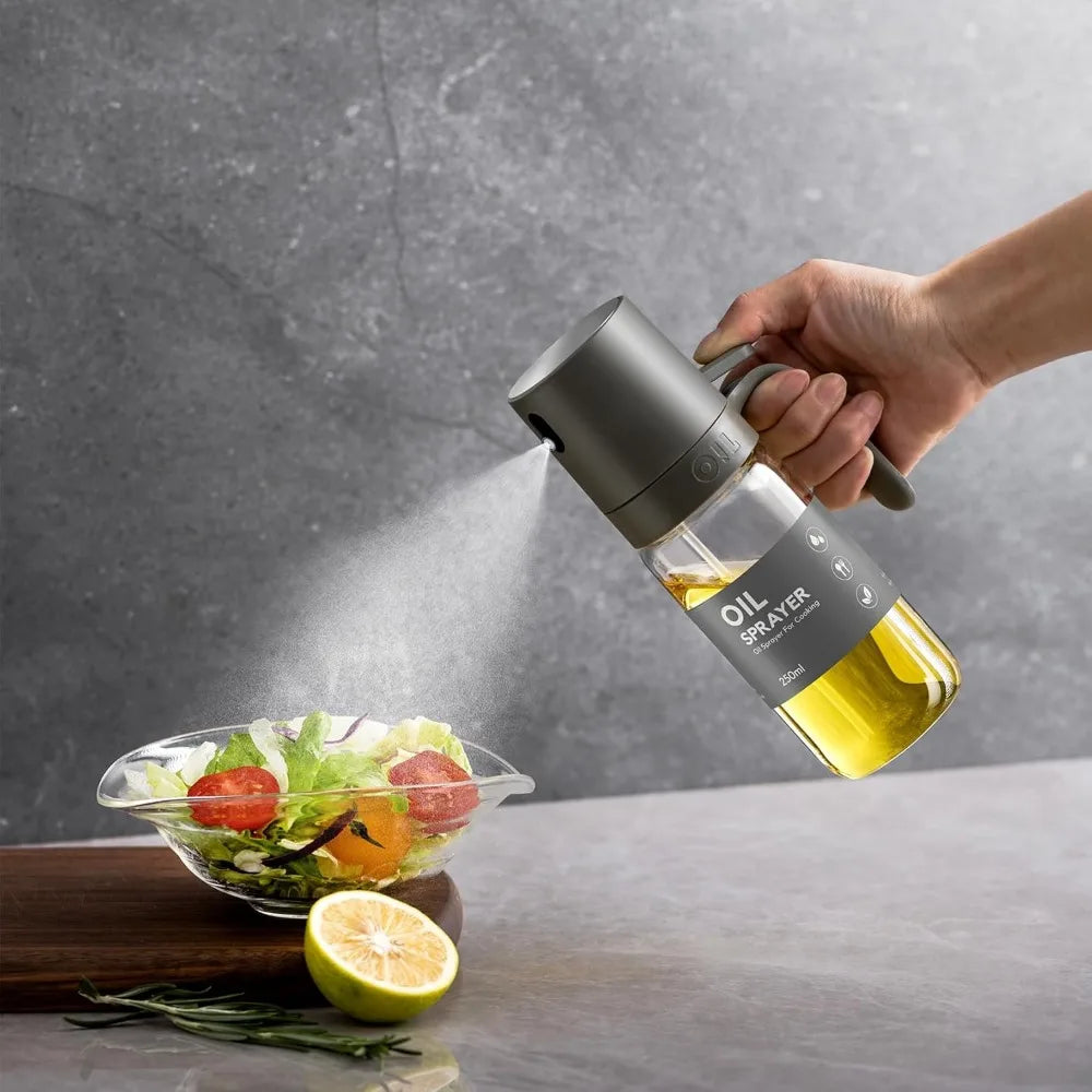 Pulverizador de aceite de 250ML, vidrio de alto borosilicato sin BPA, señor de aceite de cocina, pulverizador de aceite de oliva para freidora de aire, ensalada, barbacoa, utensilio de cocina