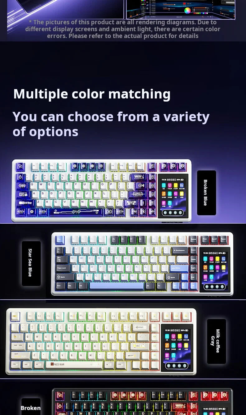 Teclado Mecánico AULA L99 con Pantalla Inteligente, Inalámbrico Bluetooth, Estructura Gasket, Teclado para Juegos con Iluminación RGB y Visión Nocturna