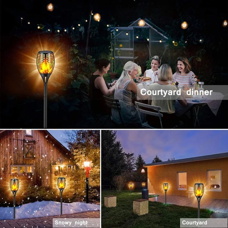 1/2/4/6/8/10 Uds. Luces de antorcha de llama Solar luz parpadeante decoración de jardín impermeable camino de césped al aire libre Patio lámparas de pie