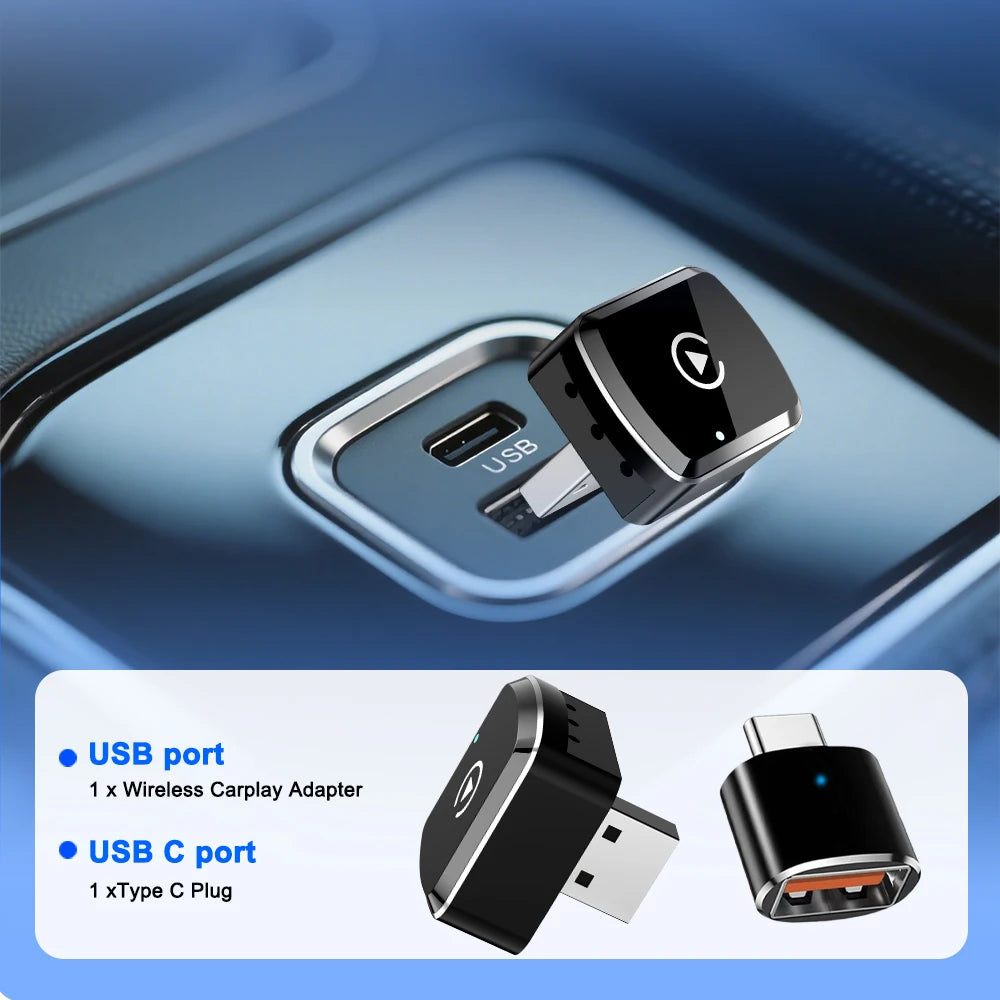 Adaptador Inalámbrico CarPlay y Android Auto 5G WiFi USB para Auto