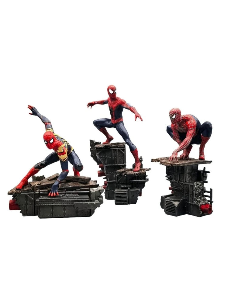 Juego de 3 figuras de acción de Spider-Man, estatuas de modelos coleccionables de Marvel para decoración de escritorio, regalo para fanáticos y coleccionistas
