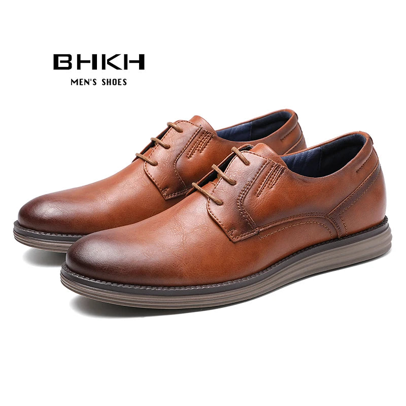 BHKH zapatillas de deporte masculinas Otoño/Invierno traf zapatos casuales de cuero para hombres trabajo de negocios Oficina zapatos de vestir con cordones para hombres talla 47