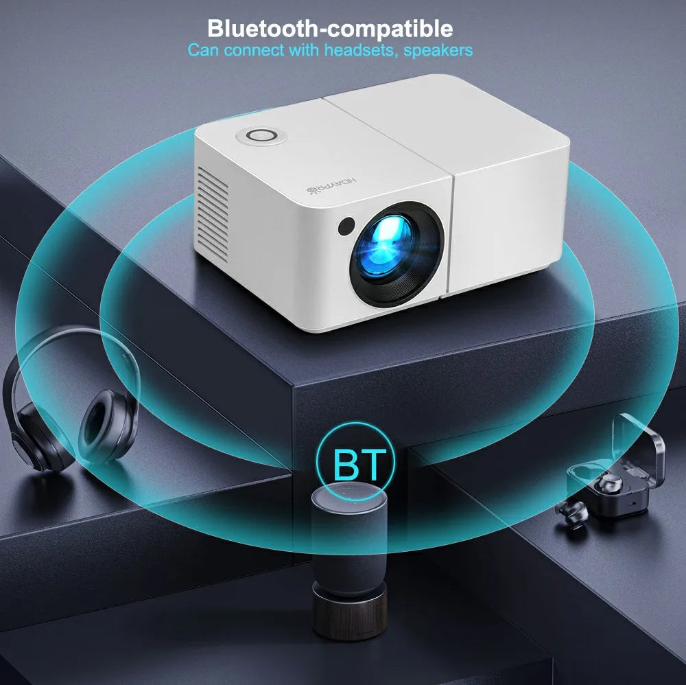 Proyector LED Full HD 1080P 4K HD300 WIFI 450 ANSI Mini Portátil para Cine en Casa, Dormitorio, Multimedia, Proyector Inteligente