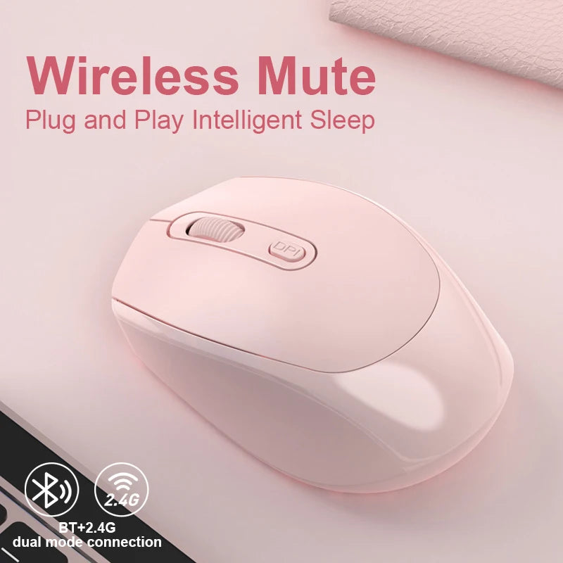 Ratón inalámbrico con batería para Gamer, modos duales, compatible con Bluetooth, 2,4G, USB, silencioso, para portátil, tableta, Macbook Mause