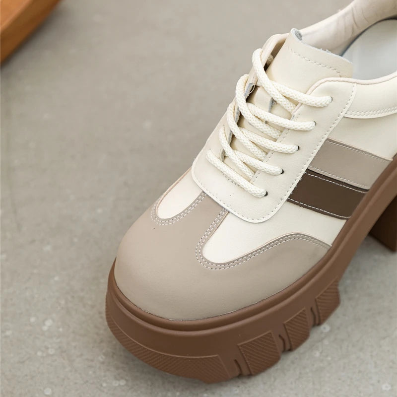 Zapatos de Tacon Alto con Plataforma para Mujer - Cuero con Cordones