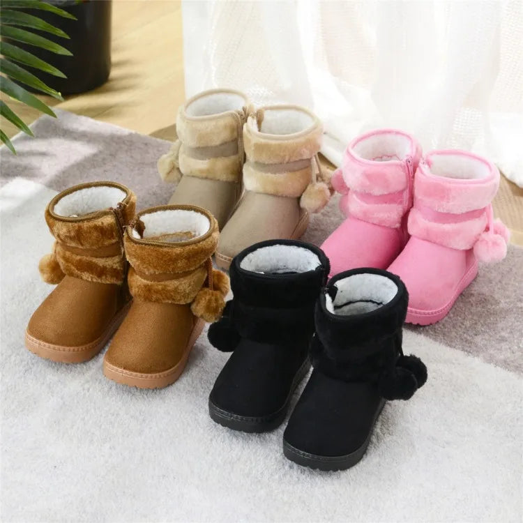 Nuevas botas de nieve para niñas, botas de invierno cómodas y gruesas y cálidas para niños, botas gruesas de otoño para niños, zapatos de princesa