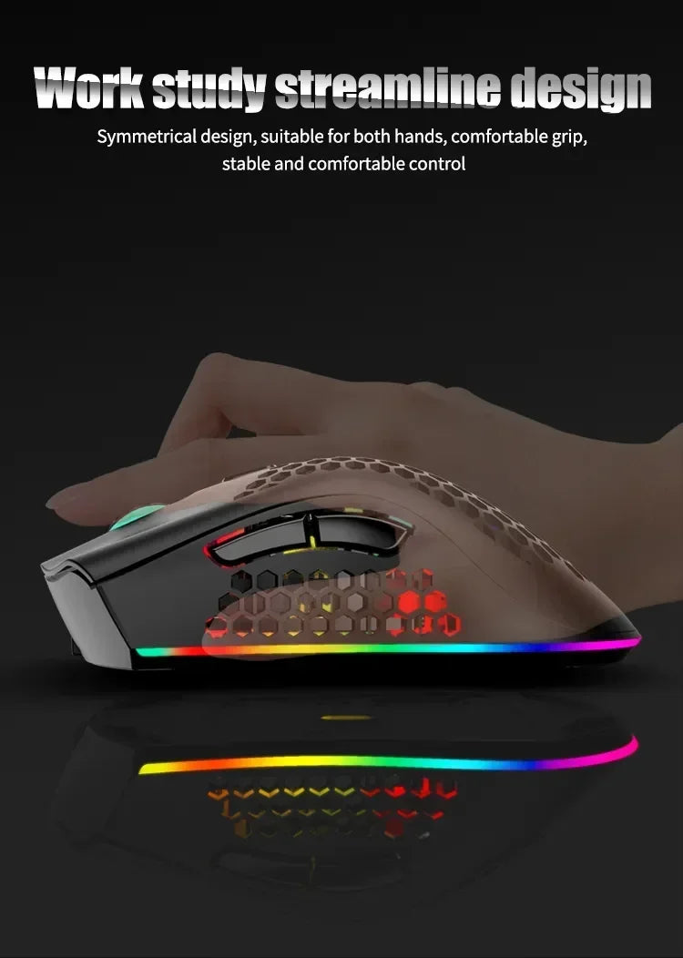Ratón inalámbrico BM600 USB 2,4G inalámbrico RGB óptico celular ratón para juegos ergonómico óptico de panal ratón inalámbrico de oficina