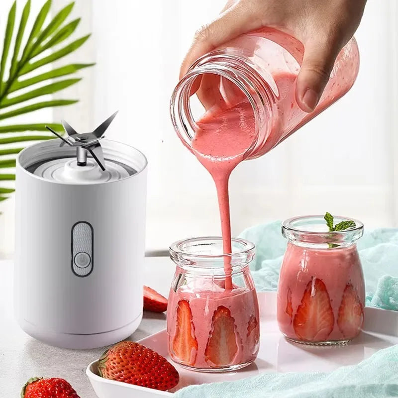 Mini Licuadora Portátil 450ml USB con 6 Cuchillas de Acero