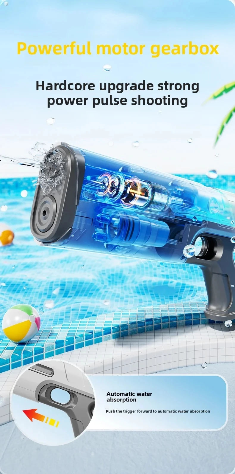 Pistolas de Agua Eléctricas Totalmente Automáticas para Adultos, Potentes, de Gran Capacidad, Juguete de Verano para Juegos al Aire Libre