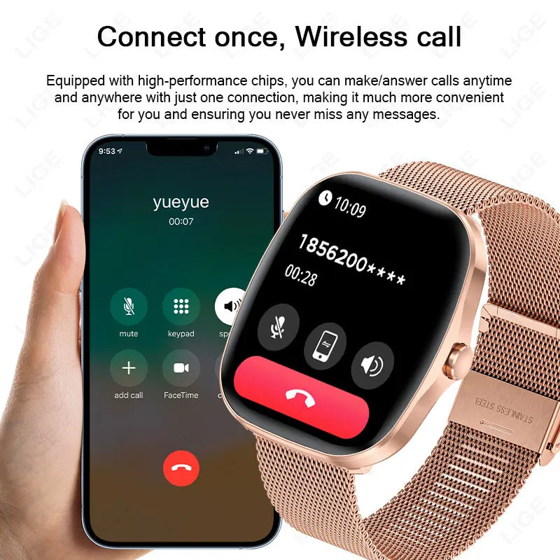 Reloj Inteligente LIGE para Mujer Bluetooth con Caja
