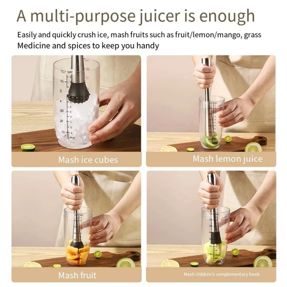 Muddler de Acero Inoxidable de 21/30CM, Herramienta de Barman, Triturador de Limones y Hielo para Mojitos, Bebidas de Frutas, Uso en el Hogar, Cocina y Bar