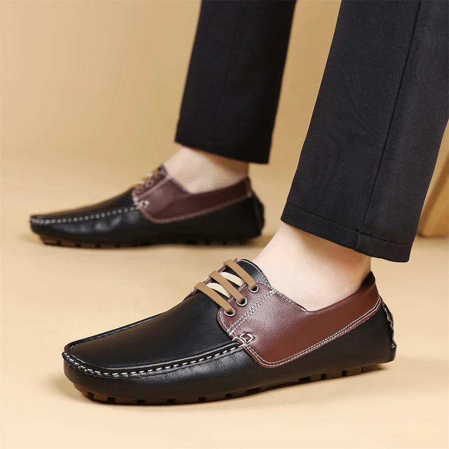 Zapatos Casuales de Piel Sintética Hechos a Mano para Hombre, Antideslizantes, Mocasines Cómodos para Conducir, Zapatos de Vestir para Oficina