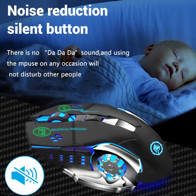 Ratón inalámbrico recargable para videojuegos, Mouse silencioso con Bluetooth, 2,4G, USB, retroiluminación mecánica, PC, Gamer
