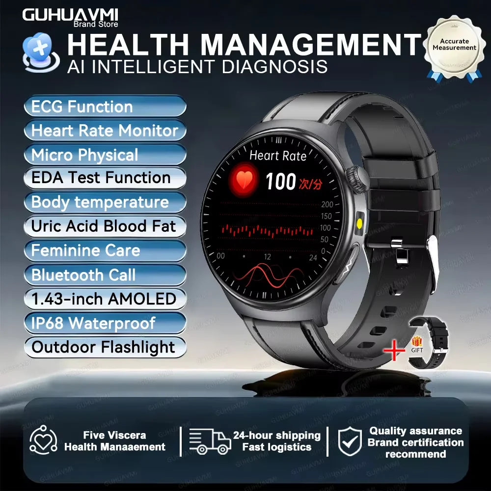 Reloj Inteligente con ECG, Grasa Corporal y Presión Arterial AMOLED