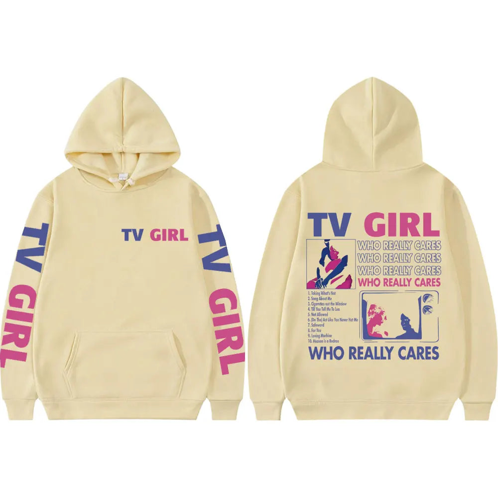 Hoodie Estampado TV Girl Who Really Cares | Buzo con Capucha